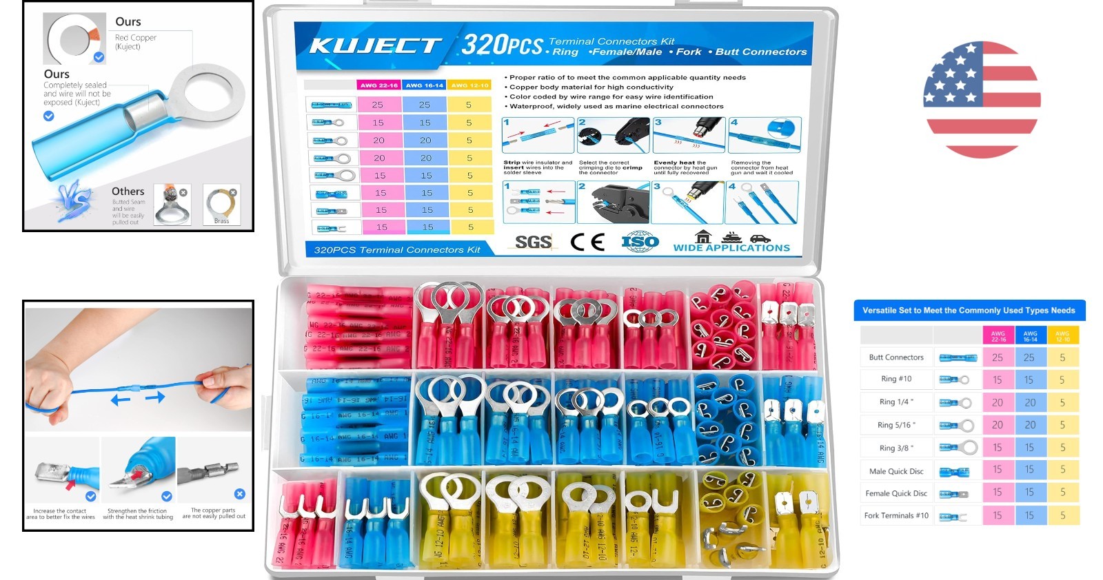 320PCS Heat Shrink Wire Connectors for Reliable Electrical Projects