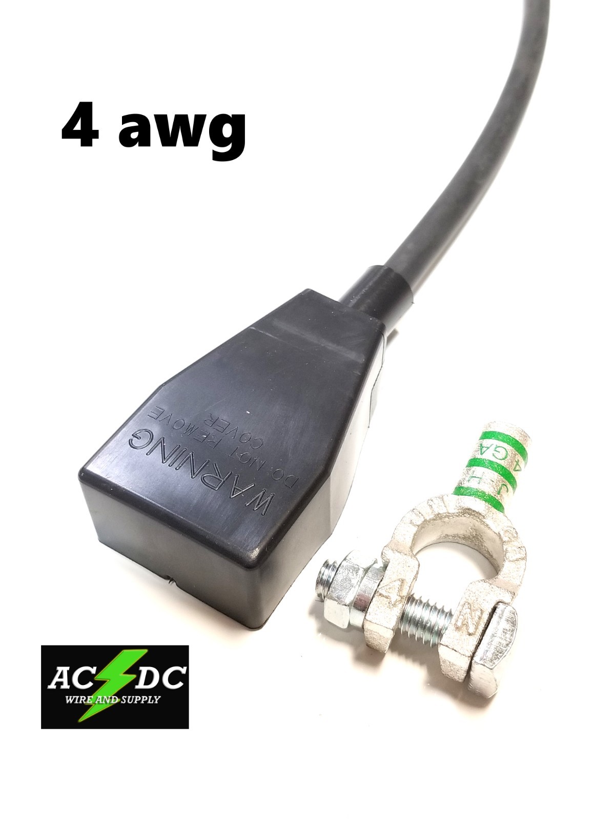 Battery Cable Copper Top Post Terminal Connector 4 AWG (NEG)W/ PROTECTIVE COVER