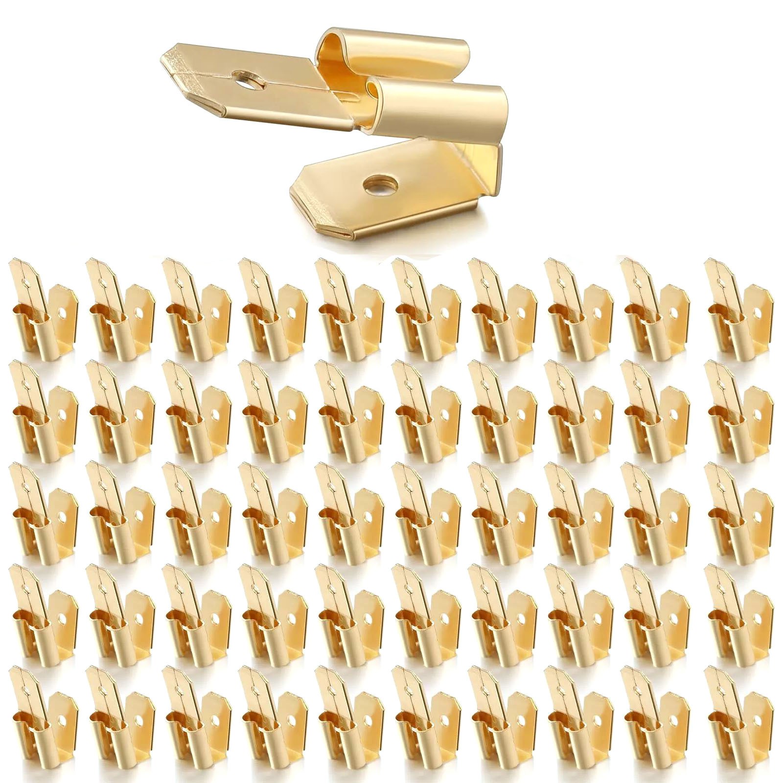 50PCS Dual Male to Single Female Brass Piggyback Spade Connectors Accessories