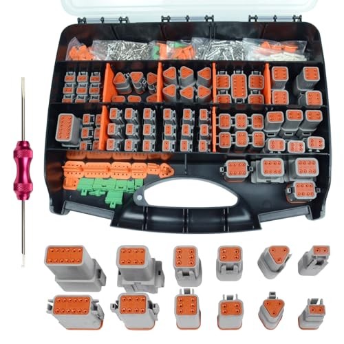 422 PCS Deutsch Connector Kit, 2 3 4 6 8 12 Pin Grey DT Connector | with 422PCS