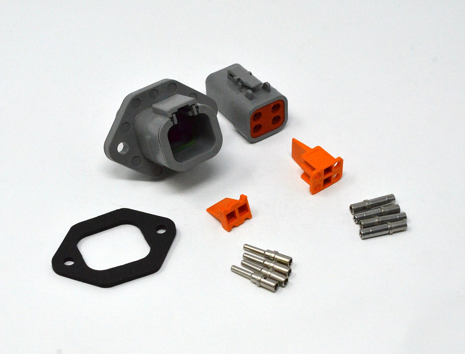 Deutsch DTP 4-Pin Flange Connector Kit 12-14 AWG Solid Contacts (Made in USA)