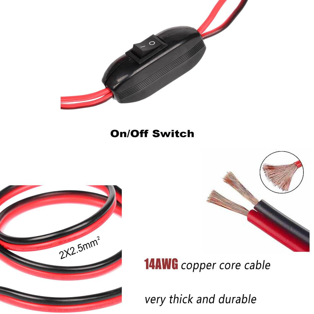 8FT 14AWG SAE to Battery Alligator Clip Wire Harness