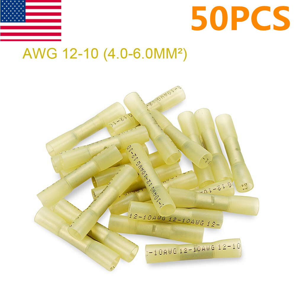 50~400X Waterproof Heat Shrink Butt Crimp Wire Connectors Splice Terminals Kit
