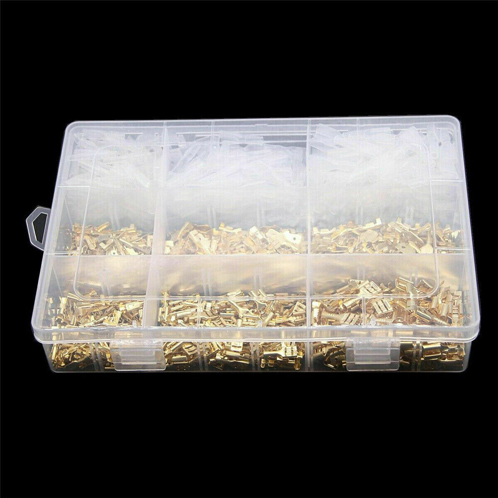 900Pcs Brass Male/Female Spring Insert Electrical Wire Crimp Terminal w/Sheath