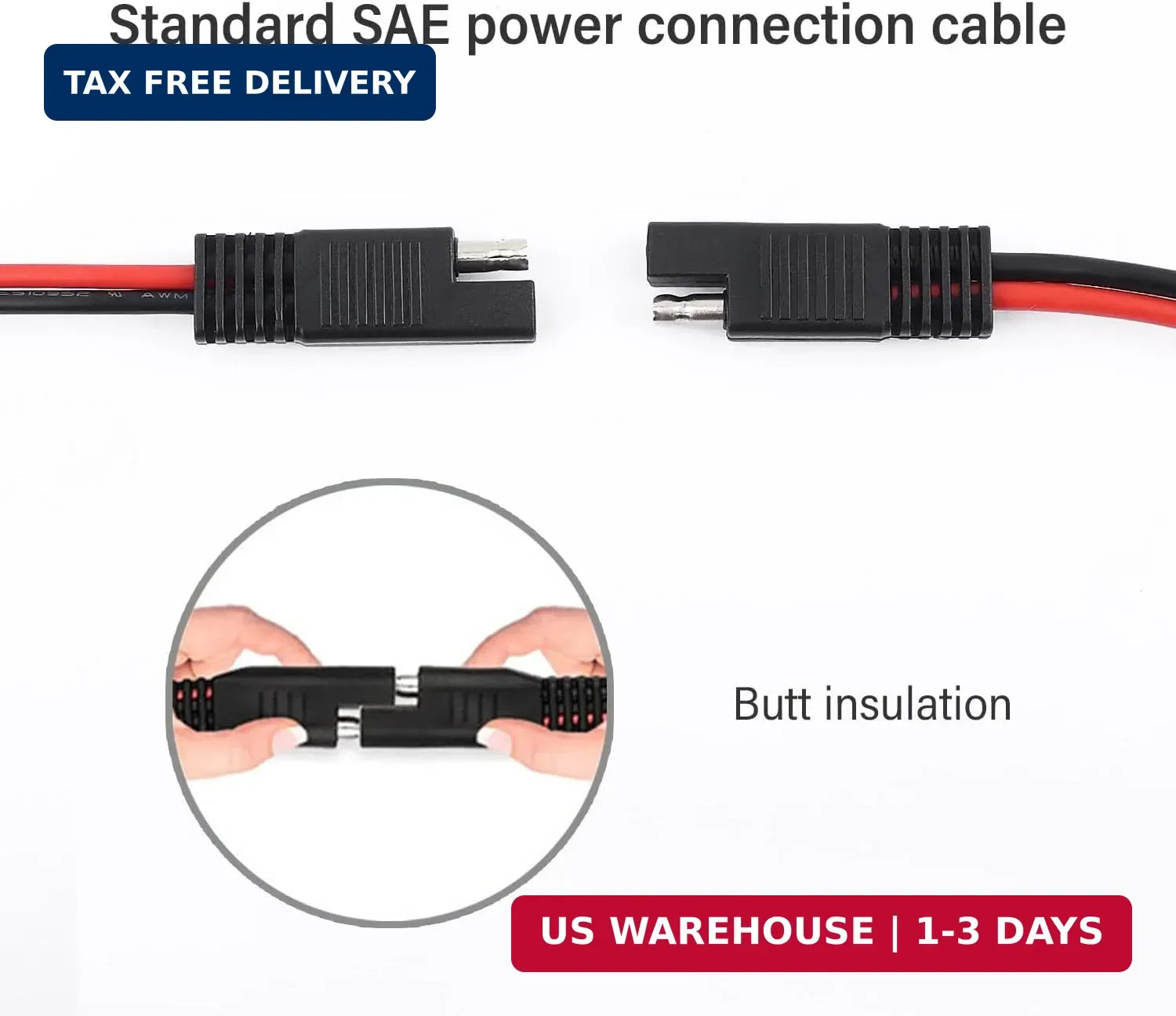 5PCS SAE Connectors Quick Disconnect Wire Harness,2 Pin SAE Plug with 12 Gauge