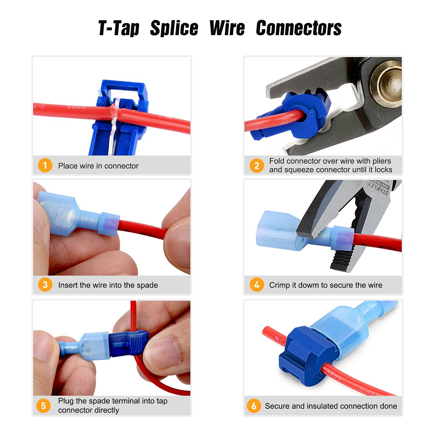 Nilight – 50004R 120 Pcs/60 Pairs Quick Splice Wire Terminals T-Tap Self-