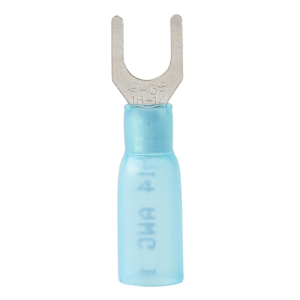 50PCS Blue16-14 AWG Heat Shrink Fork Shaped Terminals Wire Connectors #10