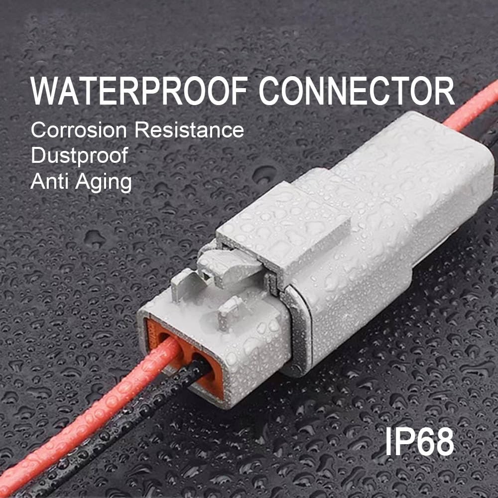 DTP 2 Pin Waterproof Connector with 12 AWG Cable Wire,2 Way DT Connector