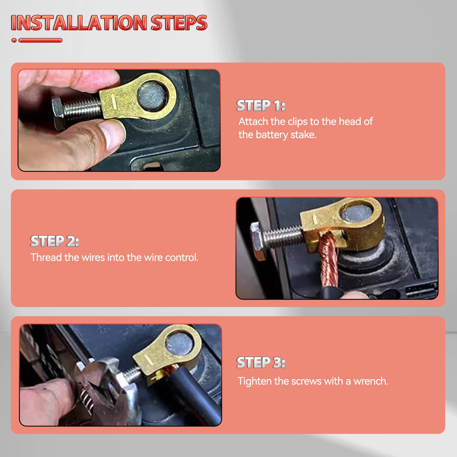 4Pcs Heavy Duty Brass Car Boat Battery Terminal Connector Top Post Cable Clamp