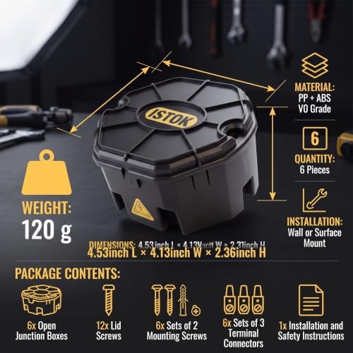 Premium Open Splice Junction Box (), 18 Twist-On Wire Connectors, 6 Pack