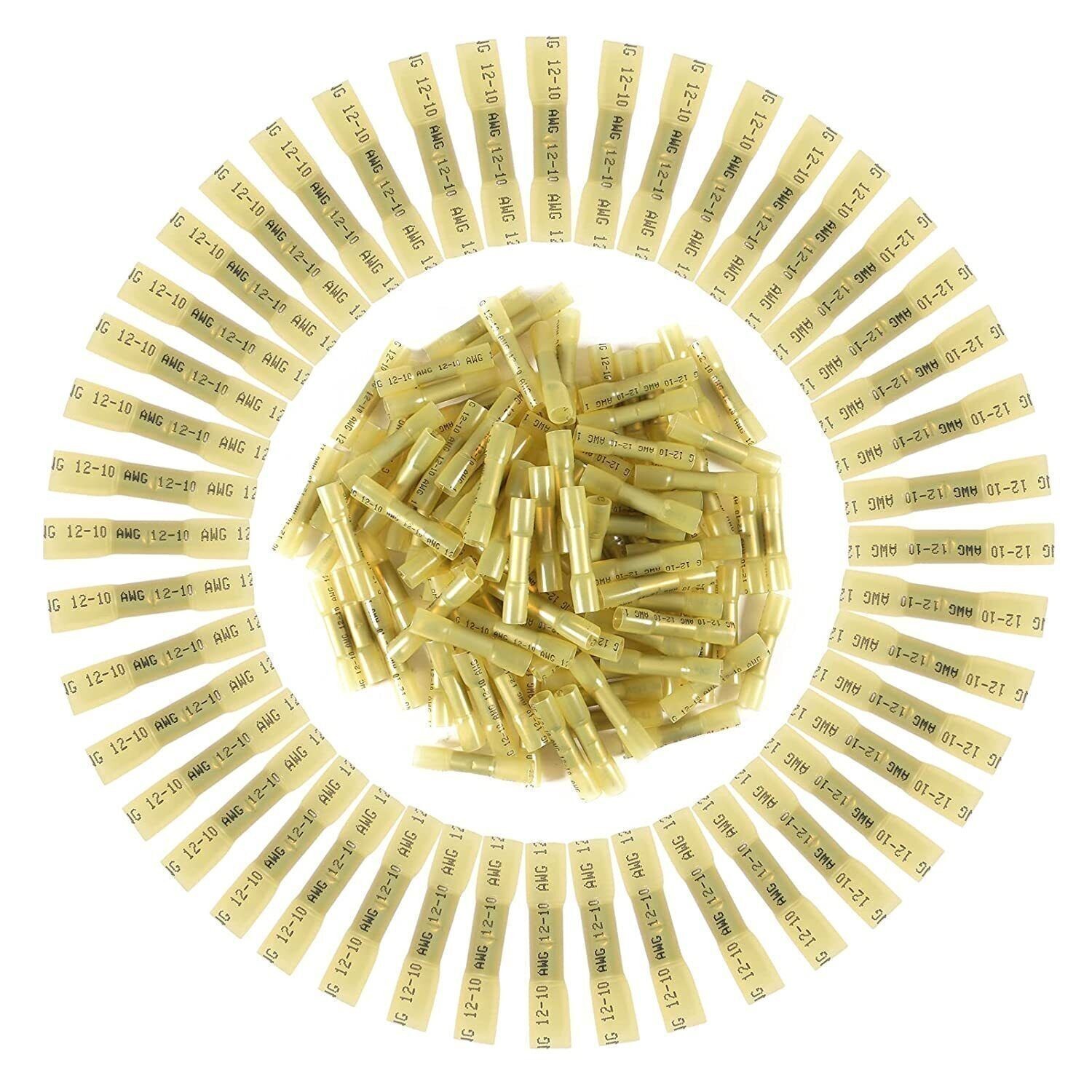100/200PCS Heat Shrink Crimp Terminals Electrical Wire Butt Connectors 12-10 AWG