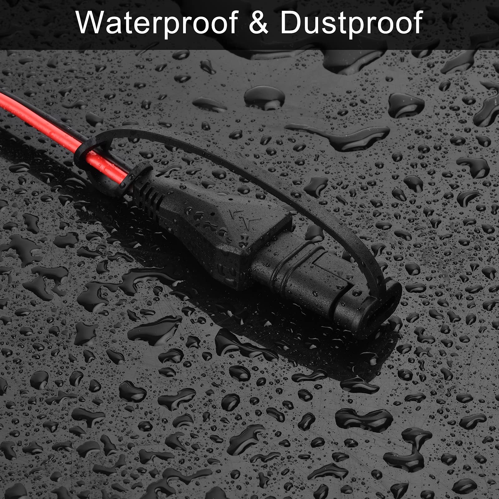 5FT 16AWG Waterproof SAE to Alligator Clips Cable with 10A Fuse for Solar