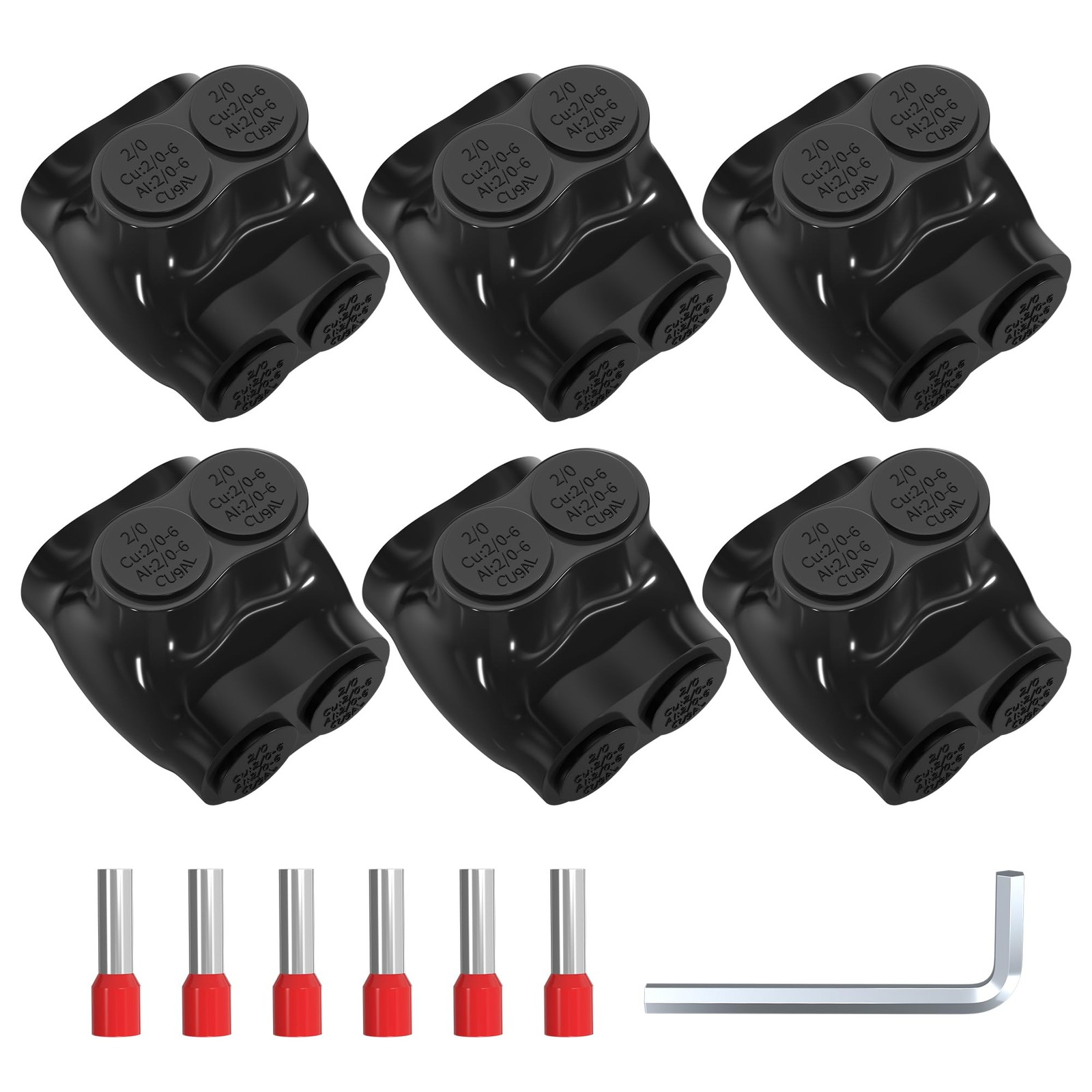 2 Port Insulated Multi Tap Connector 2/0-6 Gauge Wire Connectors Dual Entry A…