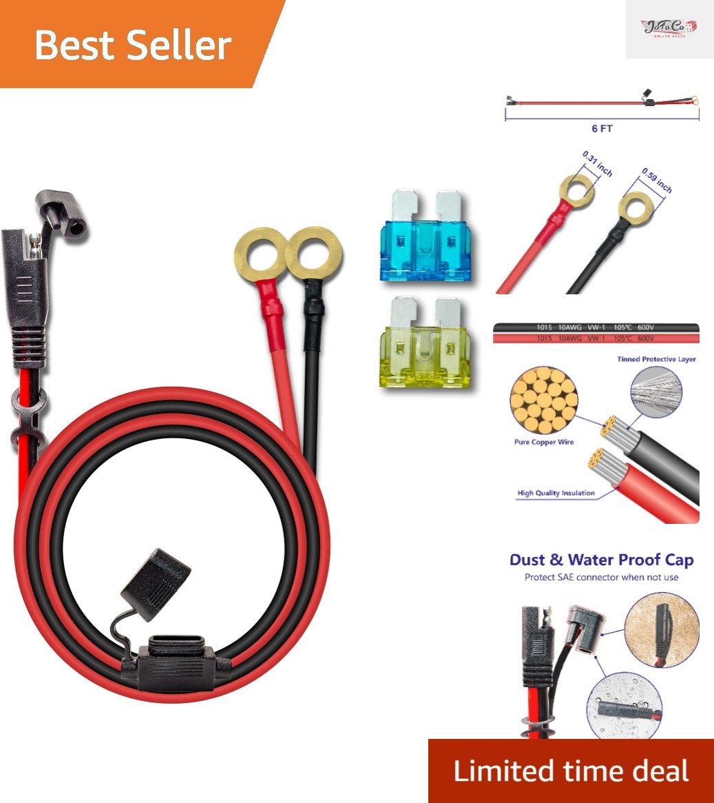 10AWG 6FT SAE Connector Cable with Quick Disconnect for Vehicle Use