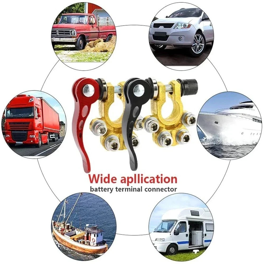 2PCS 4 Way Car Battery Terminal Clamp Connectors Quick Release Disconnect Tool