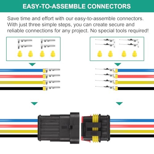 800Pcs Waterproof Automotive 50 Sets of 1/2/3/4/5/6 Pin Electrical Connectors