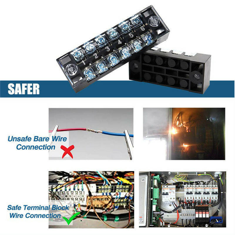 4/6/8/10P5/10 Set 600V 15A Dual Row Screw Terminal Block Terminal Barrier Strip