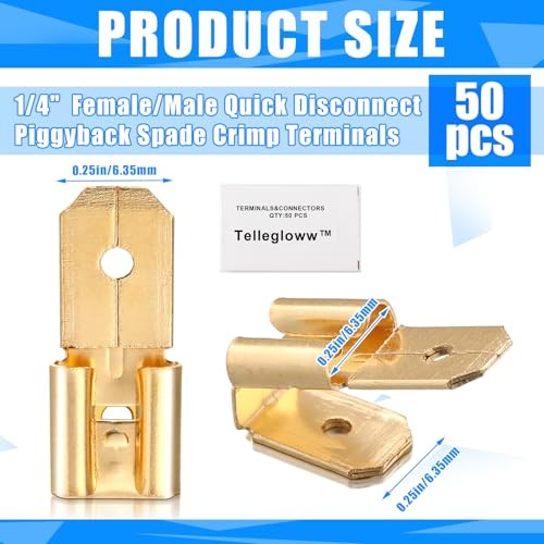 Tellegloww Pcs Piggyback Spade Connectors, 3 Way Adapter Dual Male to Single 50