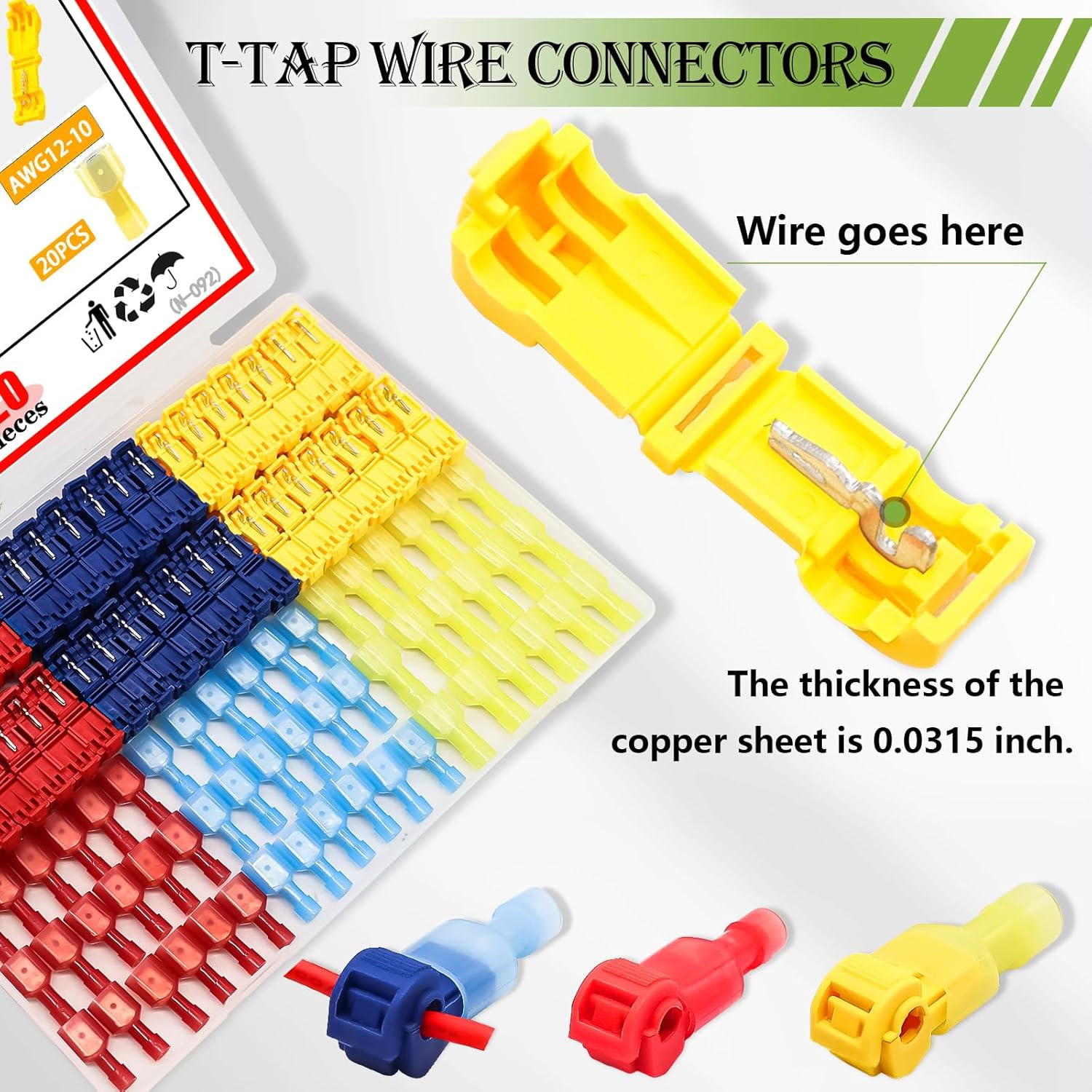 Quick Splice Wire Terminals T-TAP Disconnect Self-Stripping 22-10 AWG with Nylon