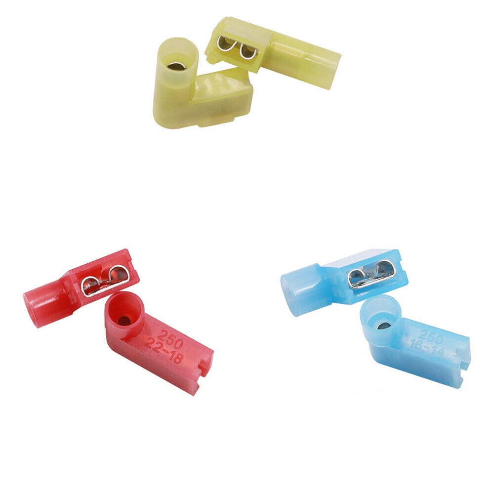 Blue/Yellow/Red Fully Insulated Right Angle Nylon Flag Spade Terminal Connector
