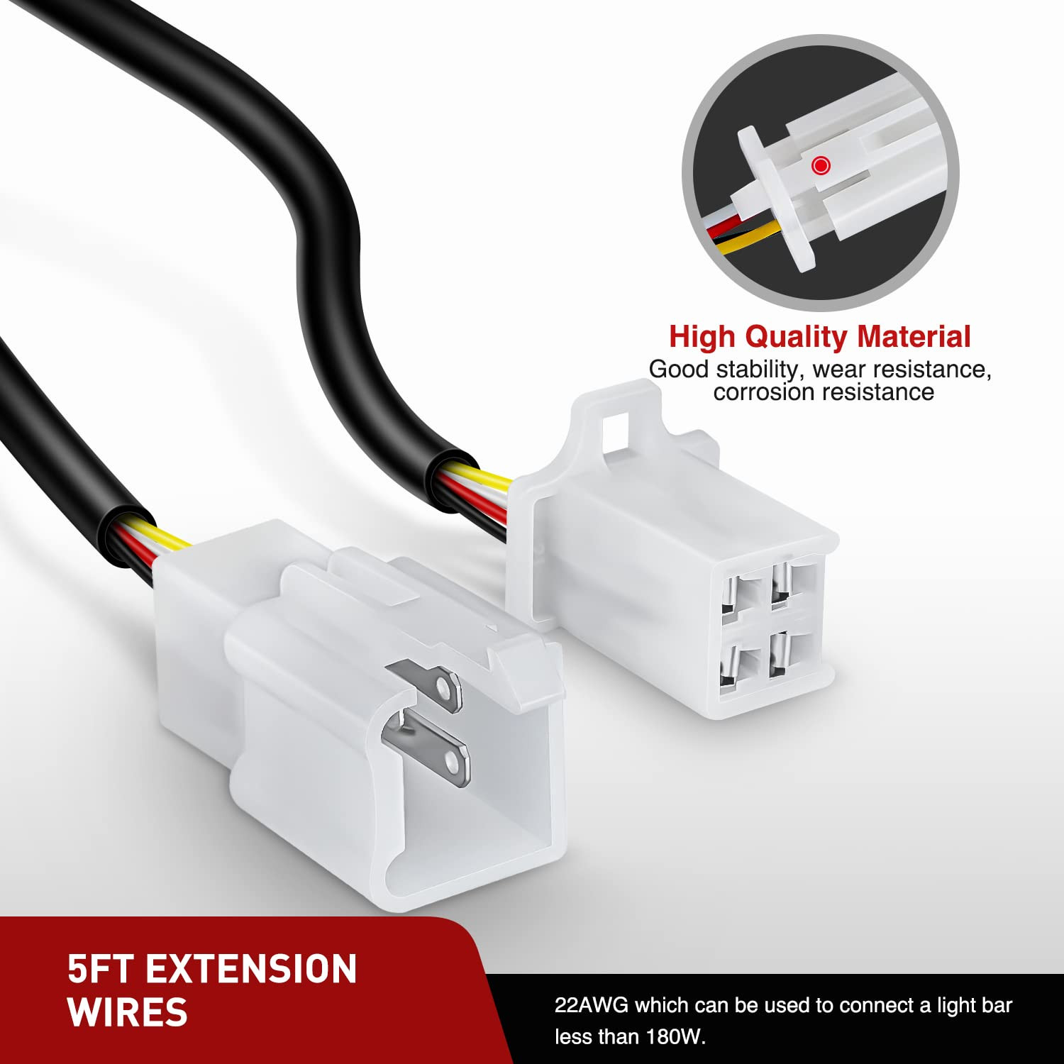 22AWG 5 Feet Plug and Play Dual Control Switch Wiring Harness Extension Kit for