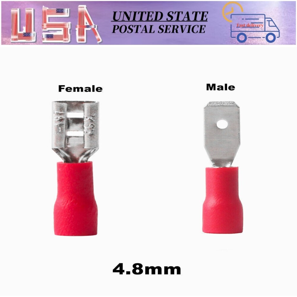 Vinyl Insulated Female Male Spade Terminals 2.8 4.8 6.3mm Wire Crimp Connectors