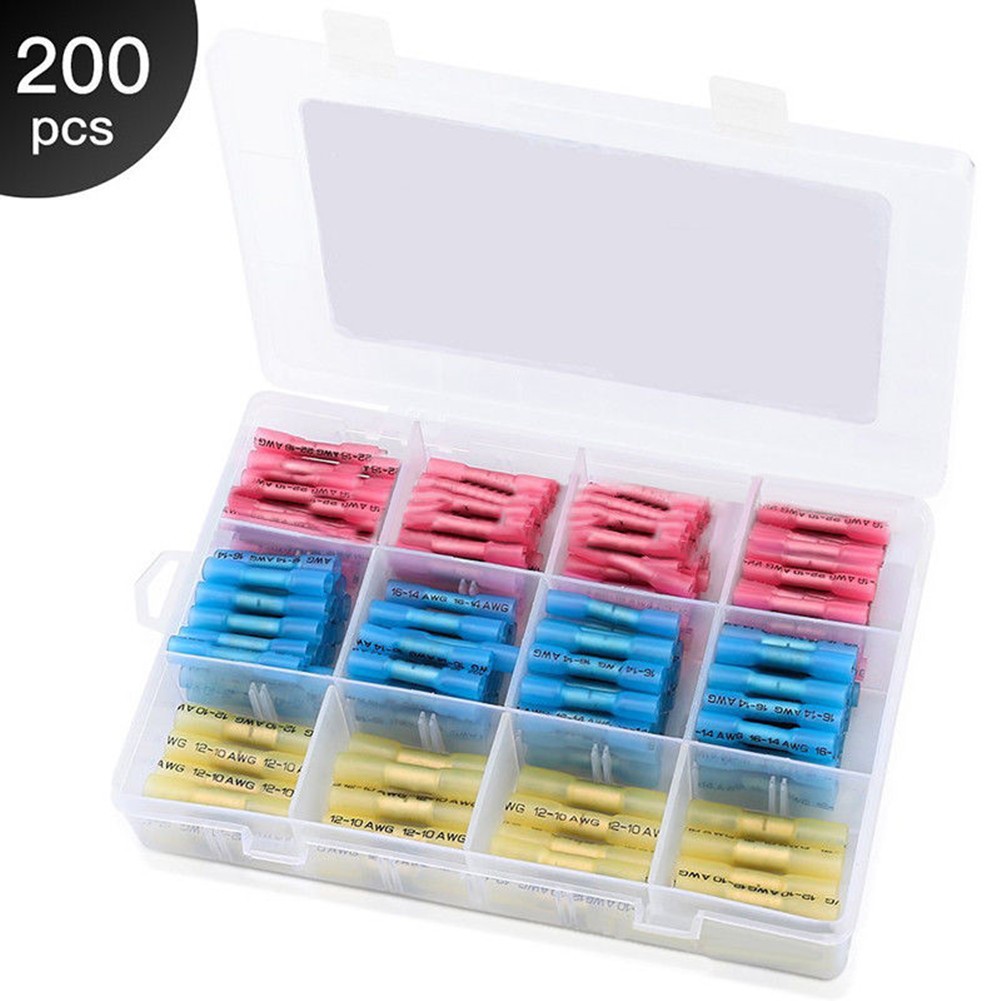 200* PE+Copper Solder Seal Wire Connectors Heat Shrink Butt Electrical Terminal