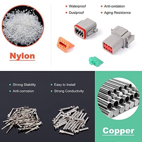 94PCS Electrical Wire Connector Plug, 6 Sets 2 3 4 6 8 12 Pin Deutsch DT 94pcs