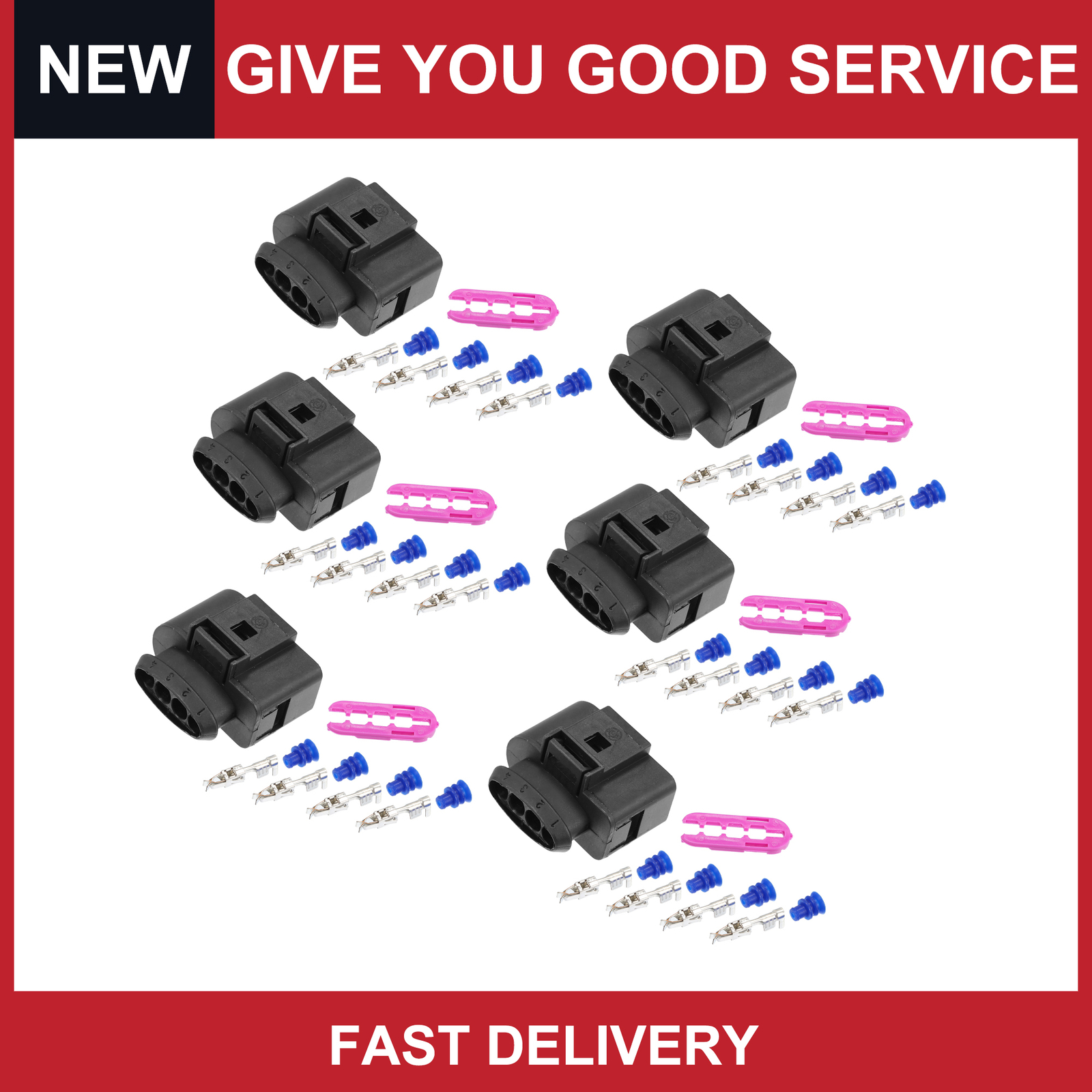 Pack of 6 for VW for Audi 4 Pin Ignition Coil Coilpack Connector