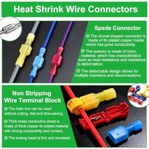 /Ultimate Heat Shrink Wire Connectors Kit,Waterproof Electrical Spade 1530PCS