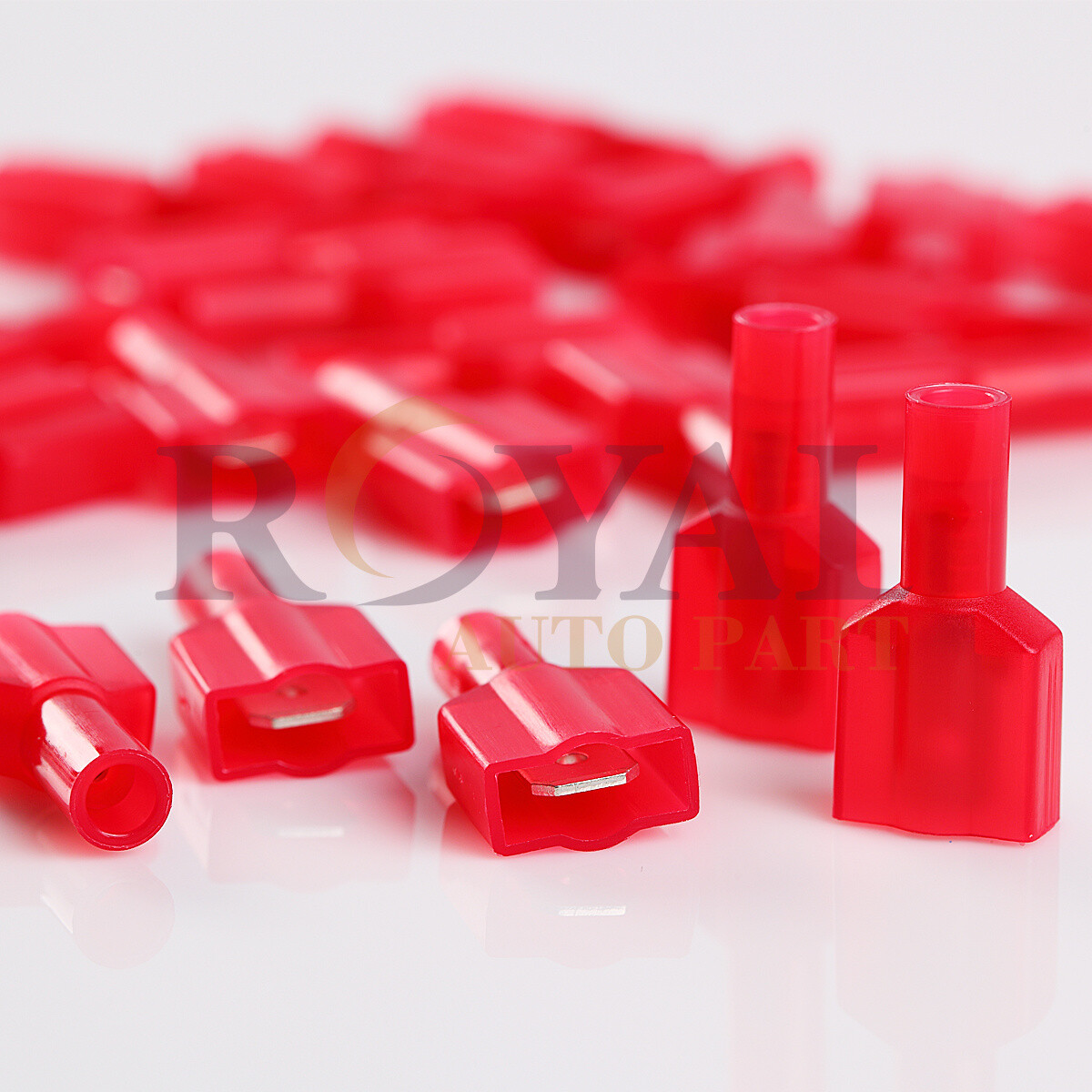 Red 22/18 Gauge .25 Fully Insulated Nylon Male Quick Disconnect 100pcs