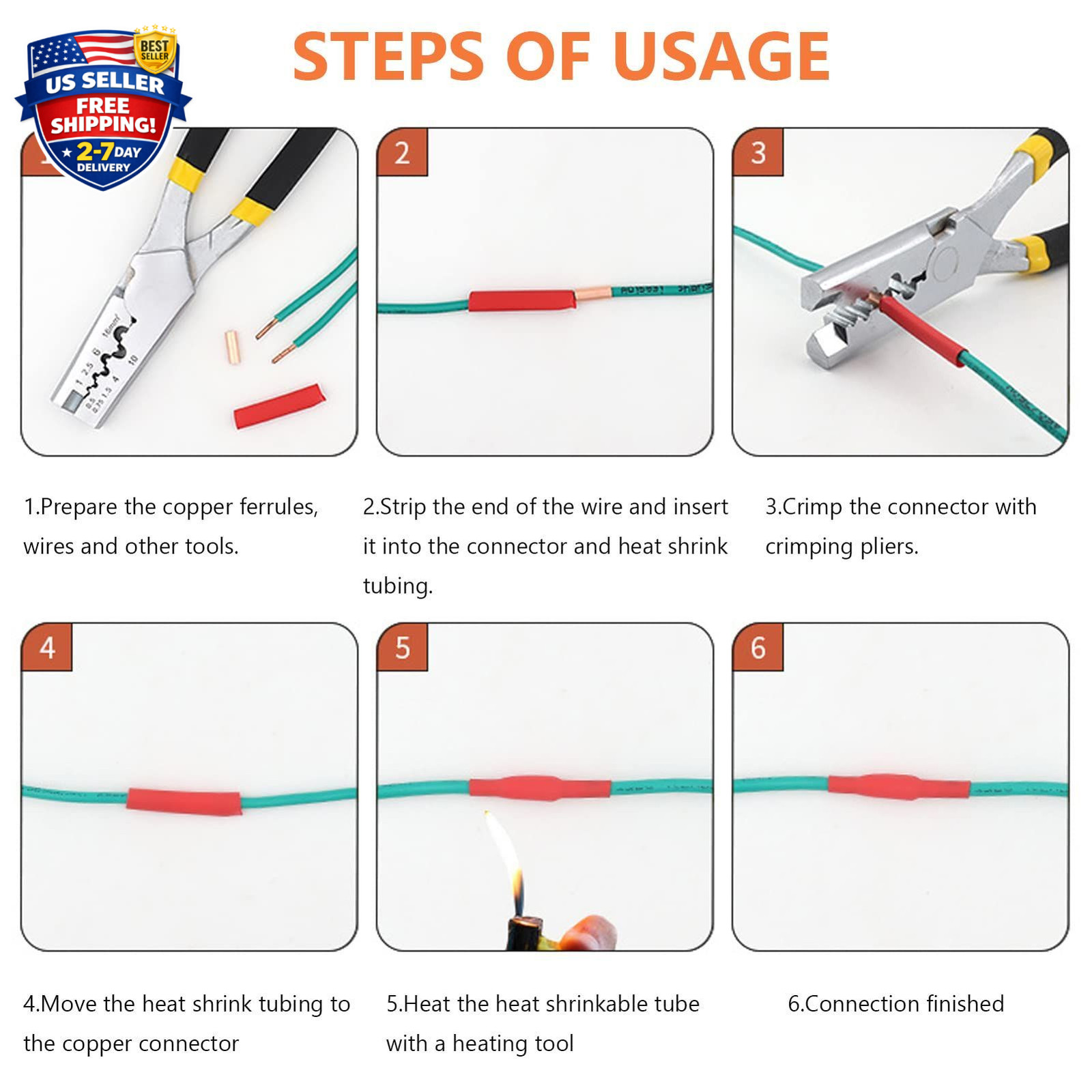 Copper Crimp Connector Wire Ferrules Kit Terminal