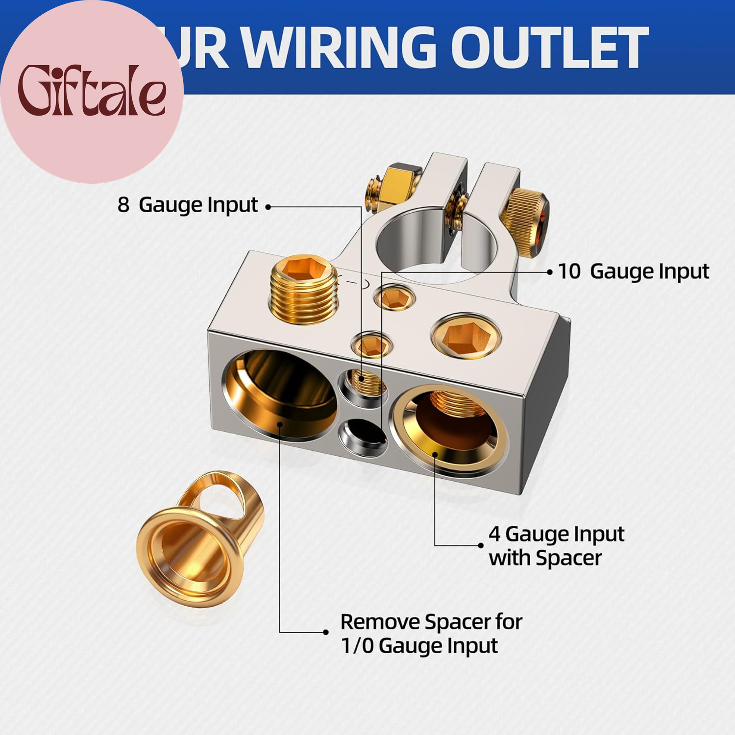 Battery Terminal Connectors, 0/2/4/6/8/10 AWG Battery Terminals, Heavy Duty Car