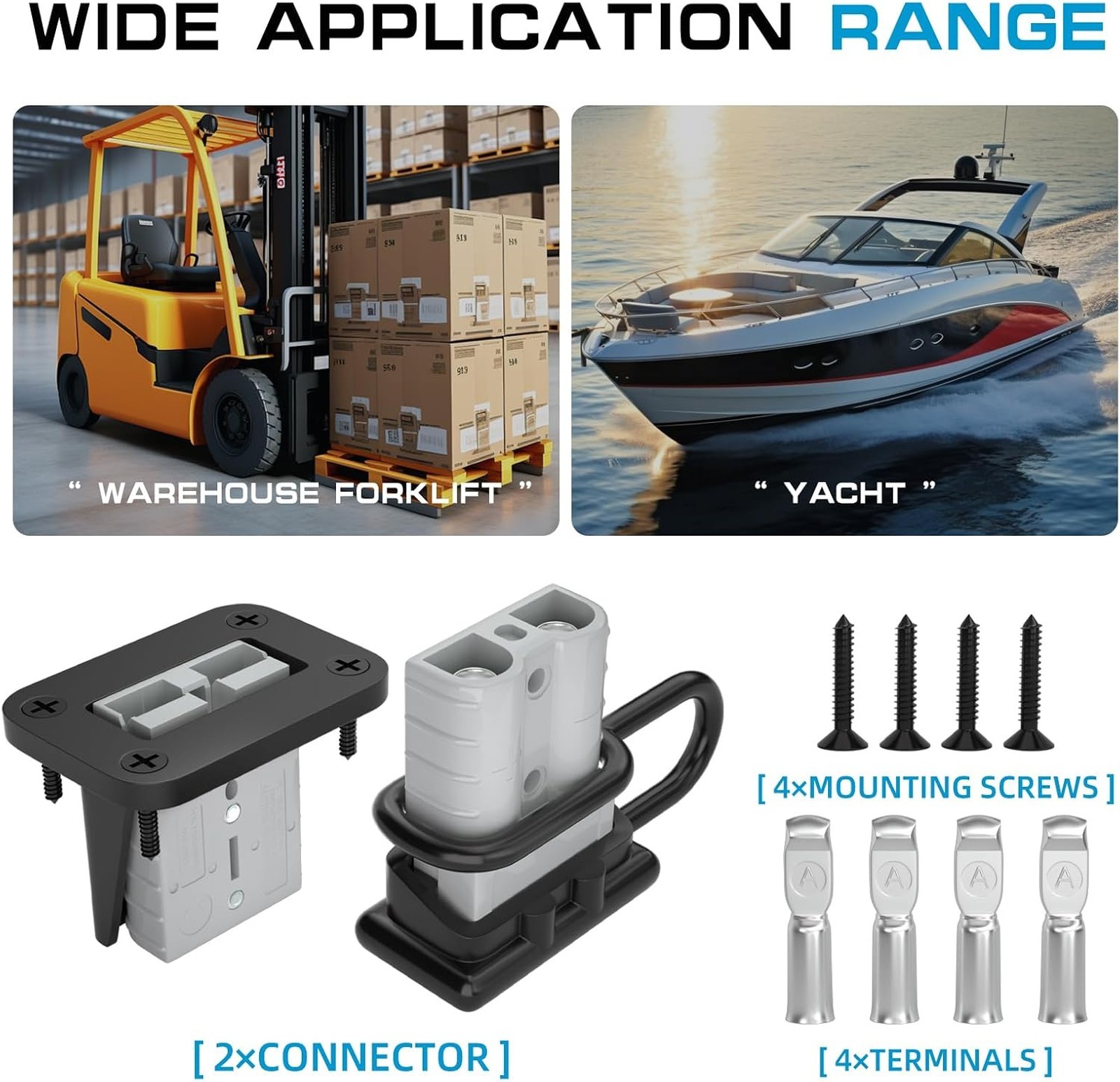 50 Amp Battery Disconnect Connector Kit 6-12 Gauge 600V Waterproof Mounting