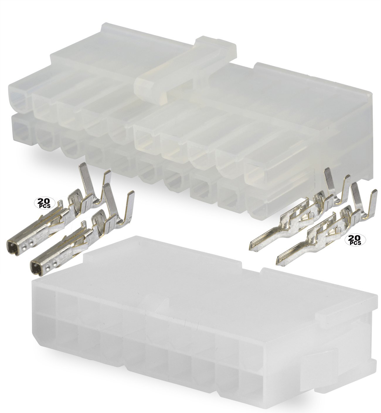 20 Circuit Receptacle Plug Housing Terminals 18-24AWG Mini-Fit Jr Connector
