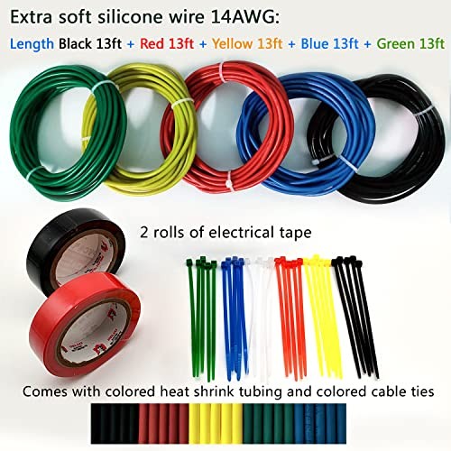 16AWG 5 Colors Silicone Electrical Wire Kit Hook Up Cable for 16AWG-5 Cores