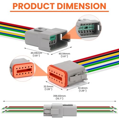 Deutsch 12 Pin Connector Kit – Waterproof Electrical DT Connector 12 Pin 1 Set