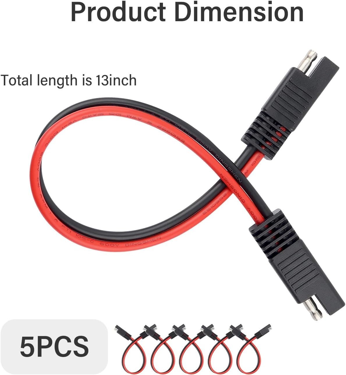 5PCS SAE Connectors Quick Disconnect Wire Harness,2 Pin SAE Plug with 12 Gauge W