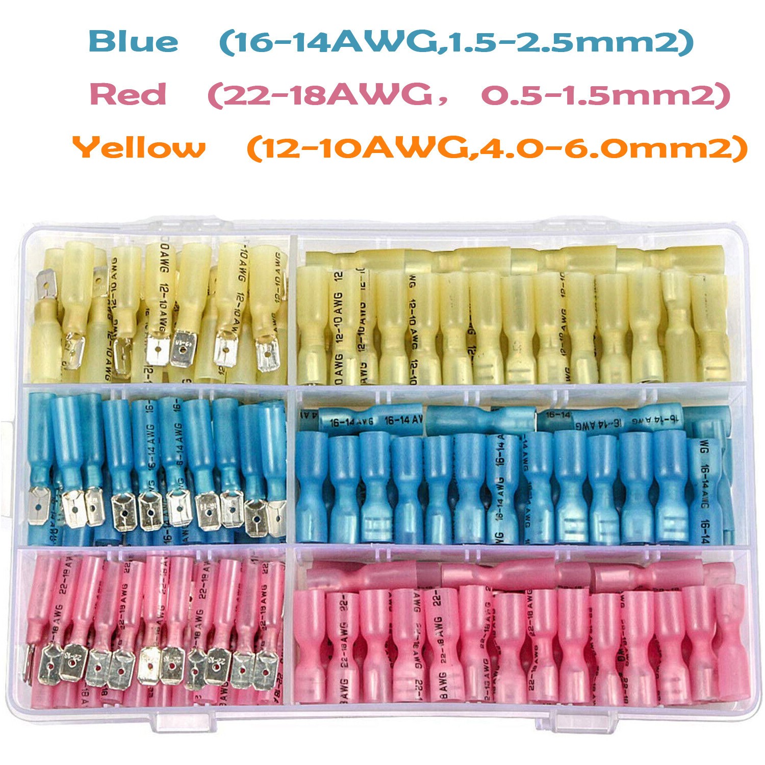 220pcs ，Heat Shrink Wire Connectors Waterproof Spade Electrical Crimp Terminals