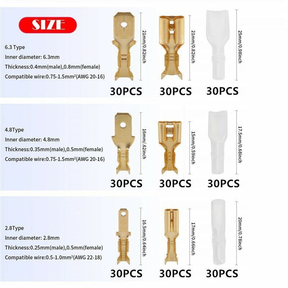 540X Assorted Insulated Crimp Spade Terminals Electrical Wire Connector Kit Set