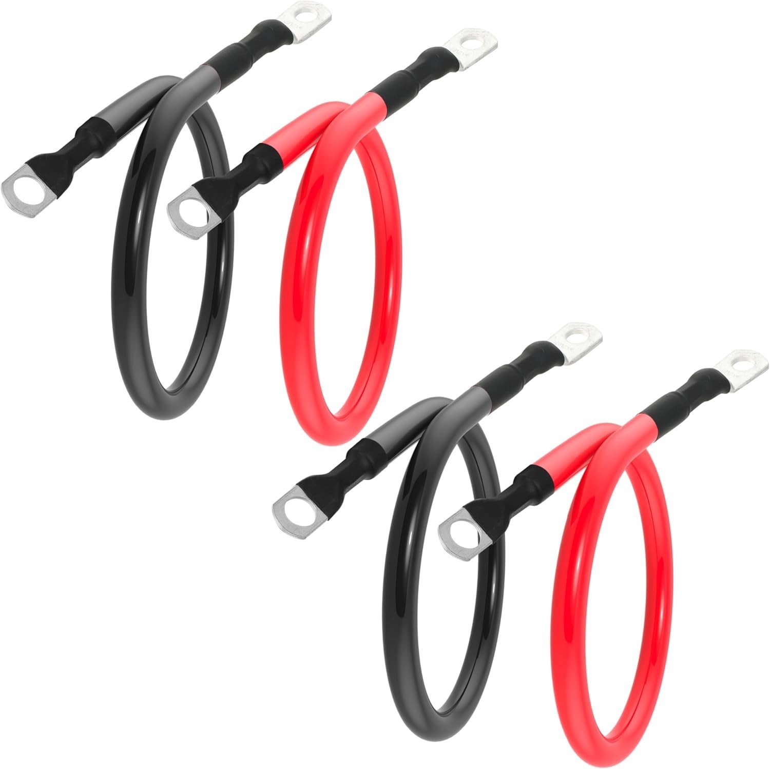 4 AWG Battery Cable 18in with 3/8 inch Lugs for RVs,Solar Inverters 2 Pairs