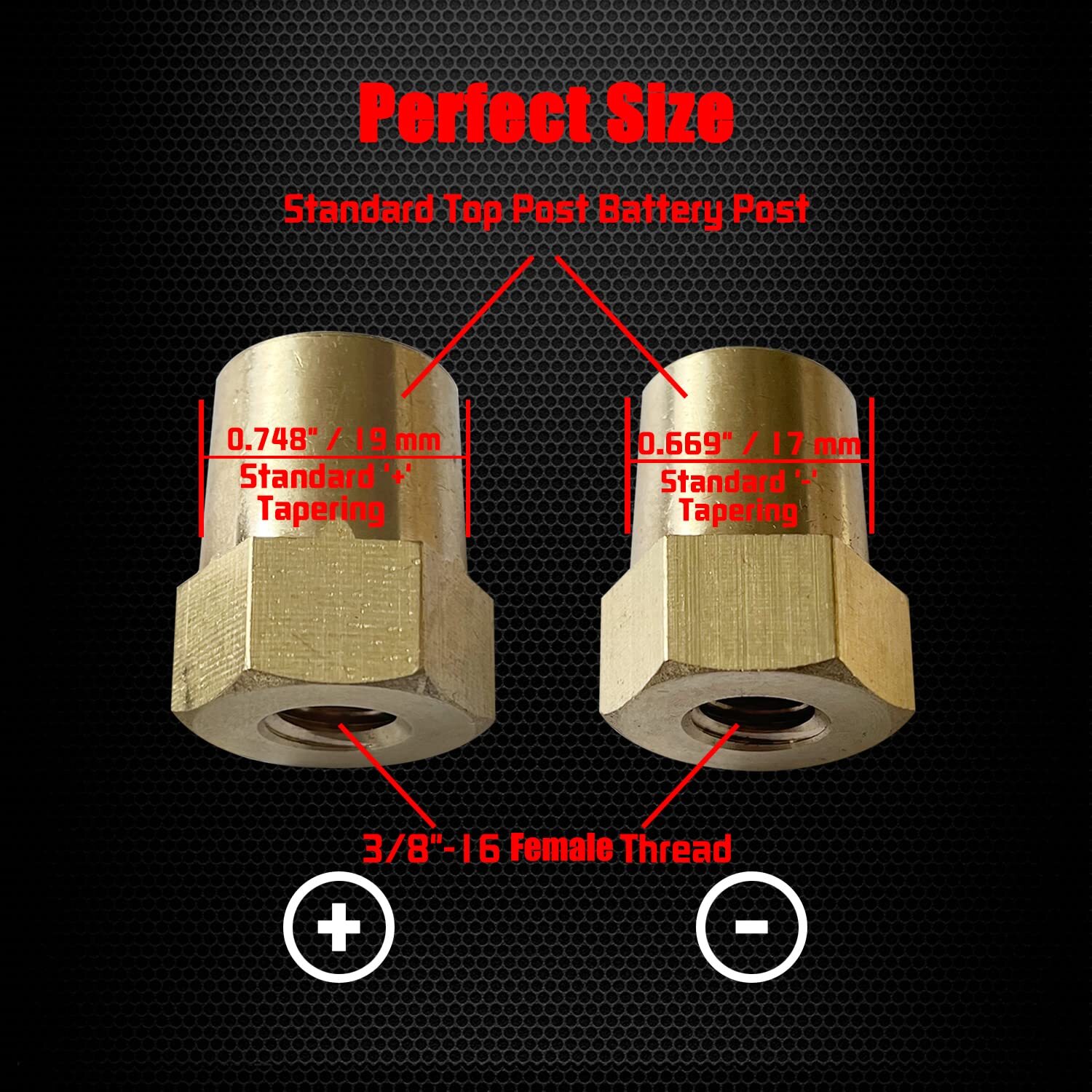 3/8-16 Thread Female Brass Battery Terminal Post Adapter Battery Charging