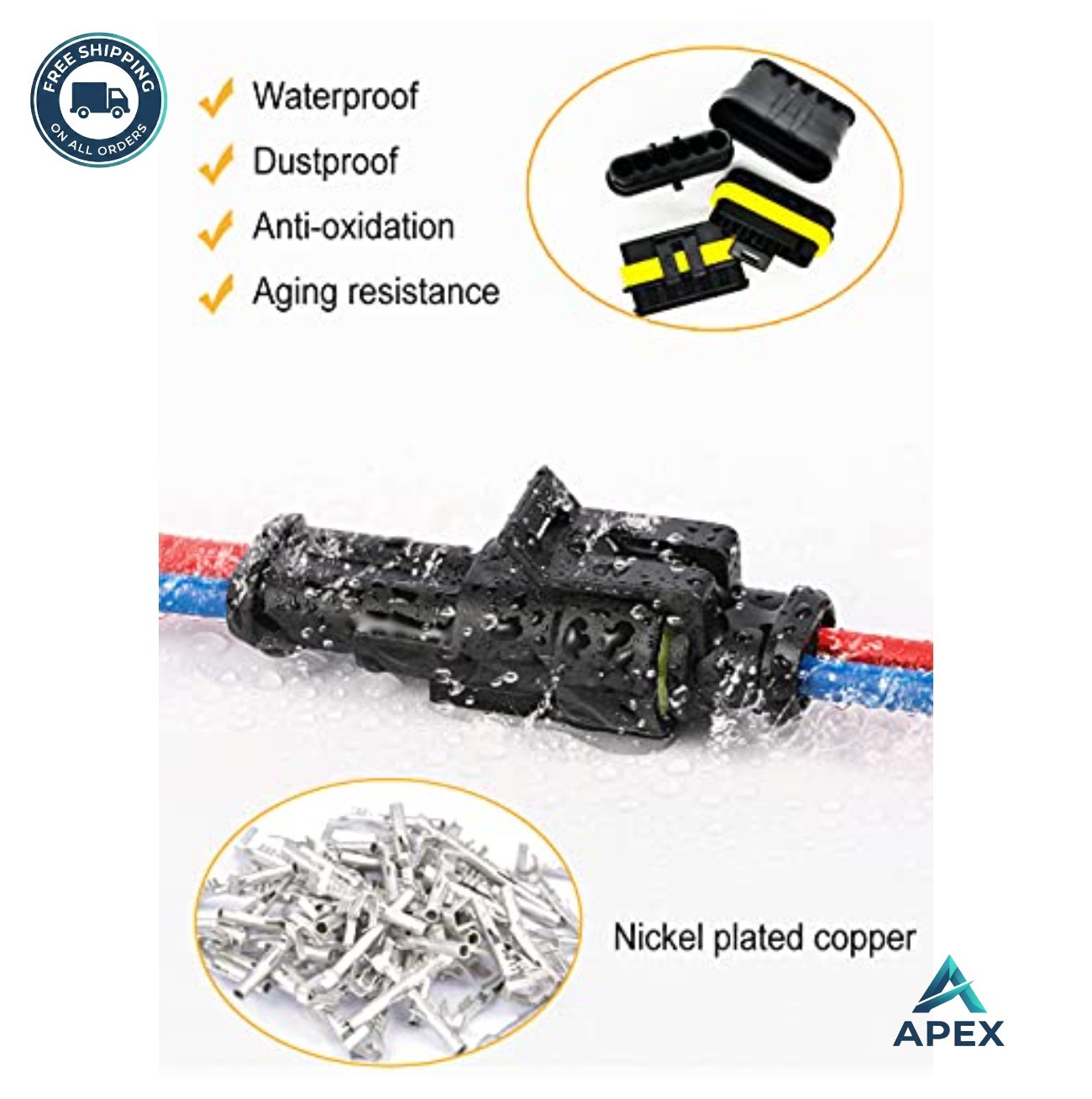 Waterproof Automotive Wire Connector Kit 800pcs 1-6 Pin Male Female 22-16 AWG