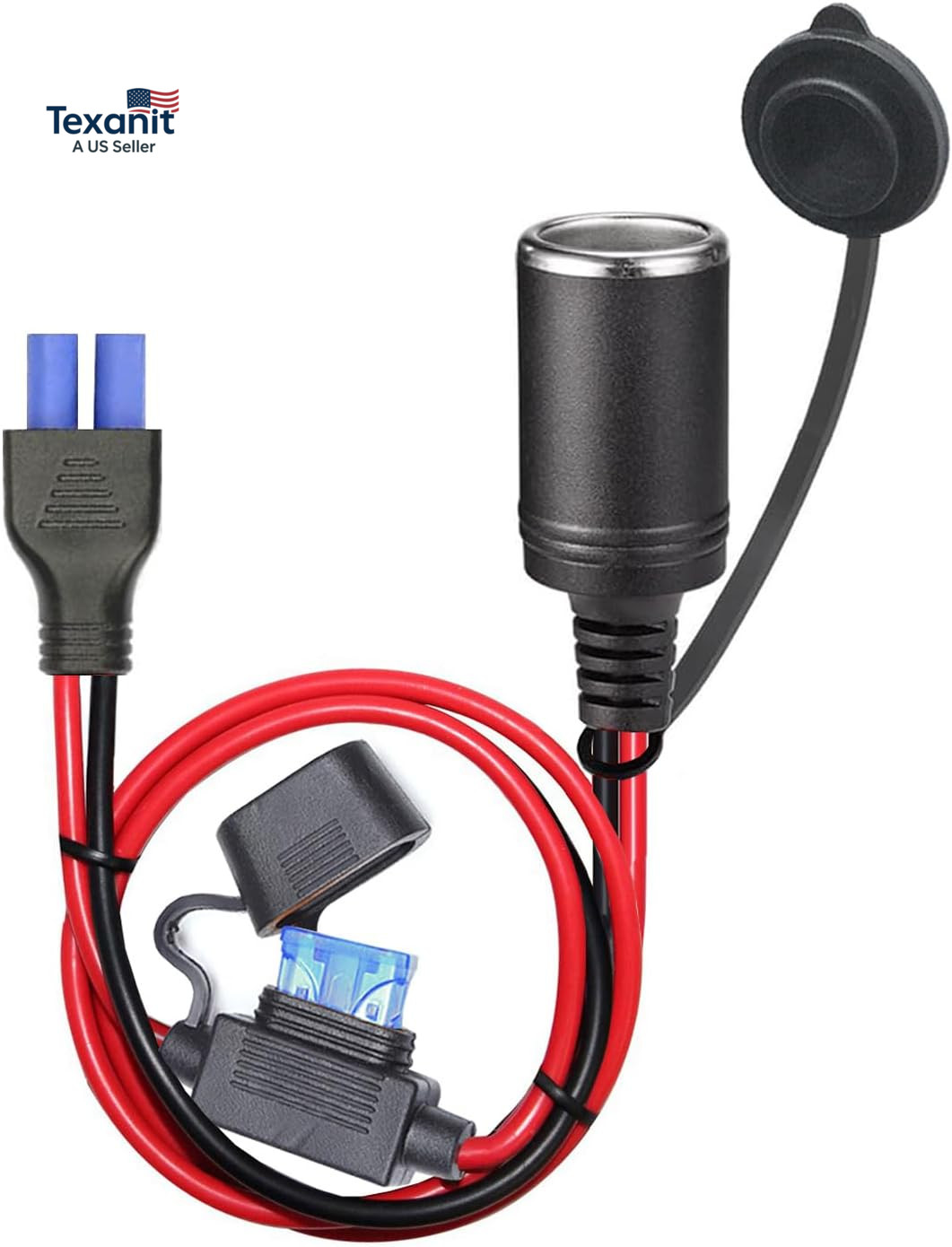 12AWG EC5 to Motorcycle Female Cigarette Lighter Socket 12V-24V Extension Cable
