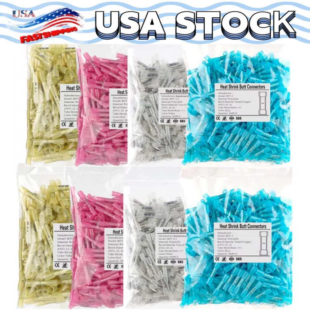 500-100x Heat Shrink But Connector Waterproof Electrical Wire Marine Butt Splice