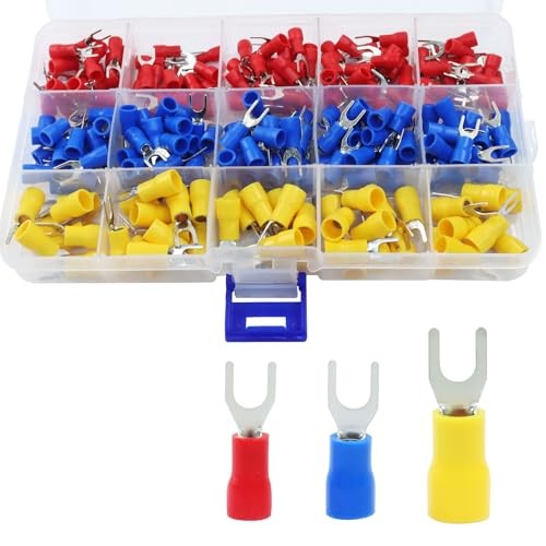 245 Pcs Crimp Connectors Wire Forks, U-Type | Insulated Fork Terminal