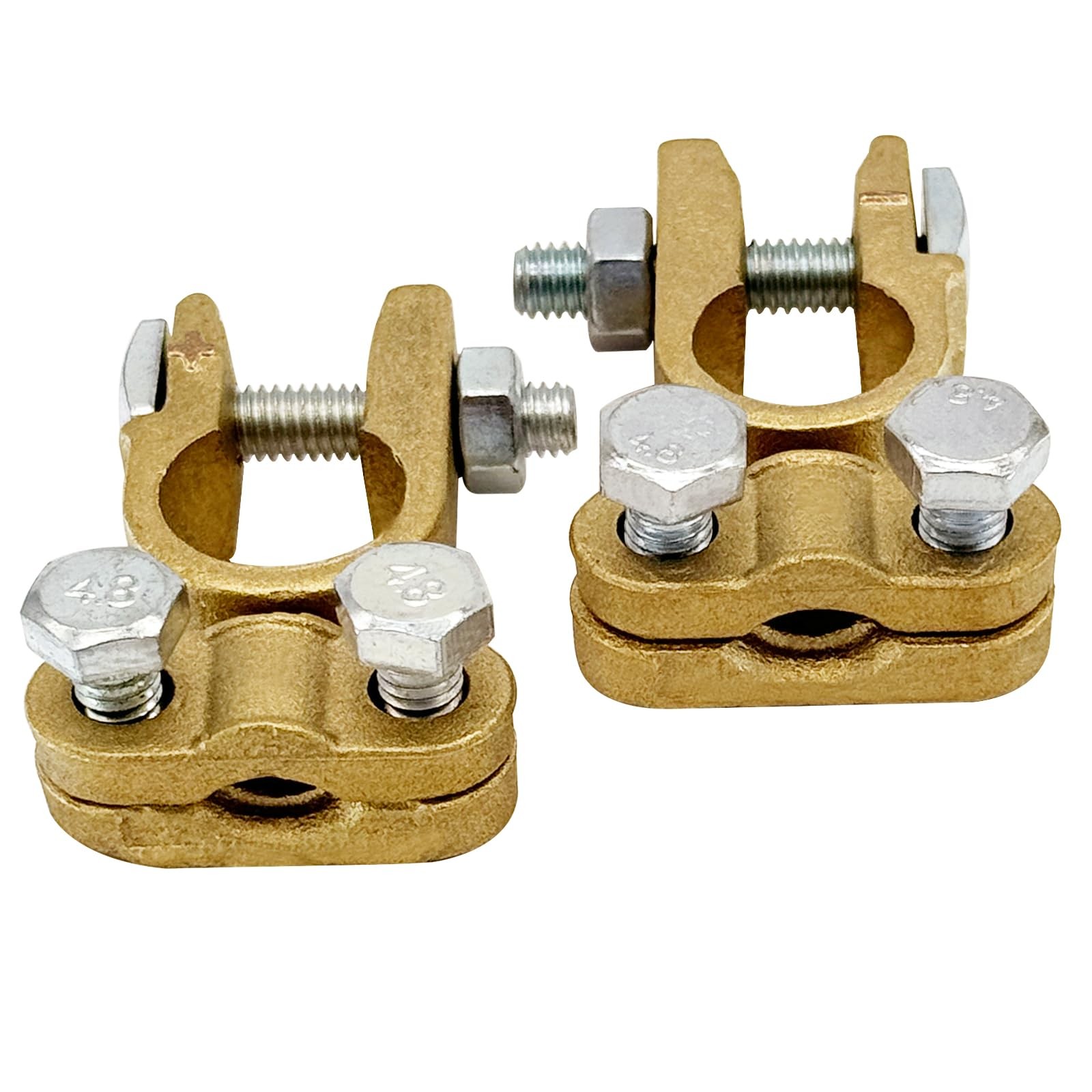 Ampper Brass Battery Terminals Connectors Clamps, Top Post Bolts, 1 Set