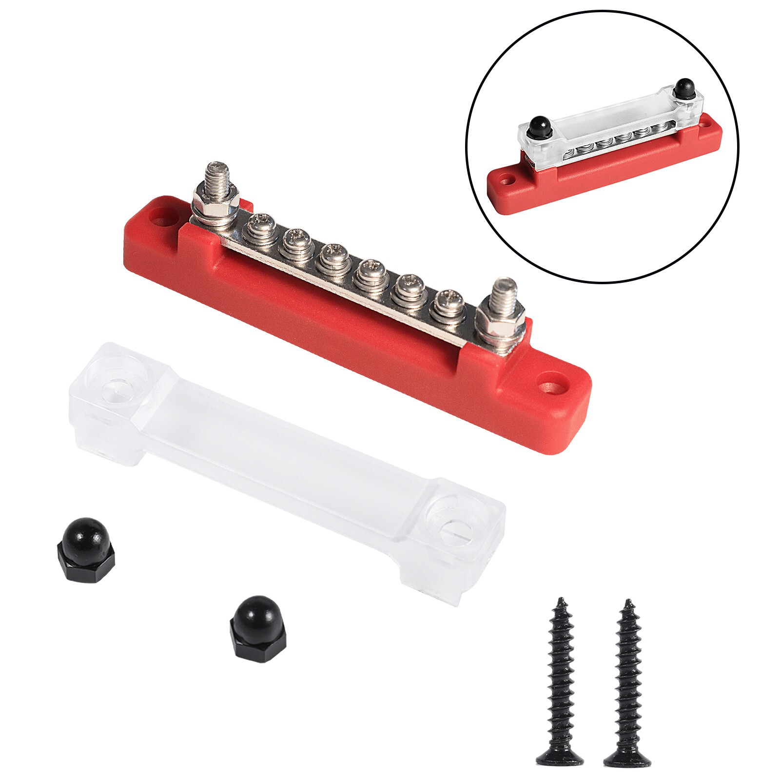 6 Way 150A Blade Fuse Box Block Car Marine Boat Holder Cover 48V Bus Bar Kit UE