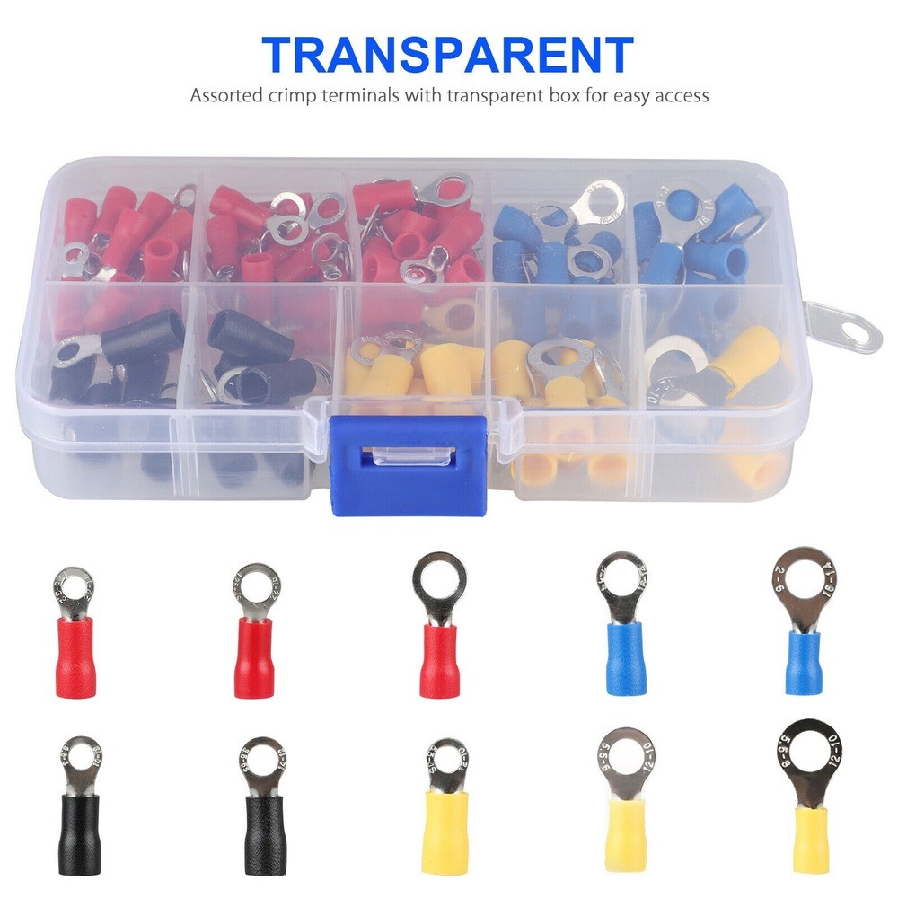 Insulated Electrical Wire Splice Terminal Spade/Crimp/O Ring Connector Kit USA
