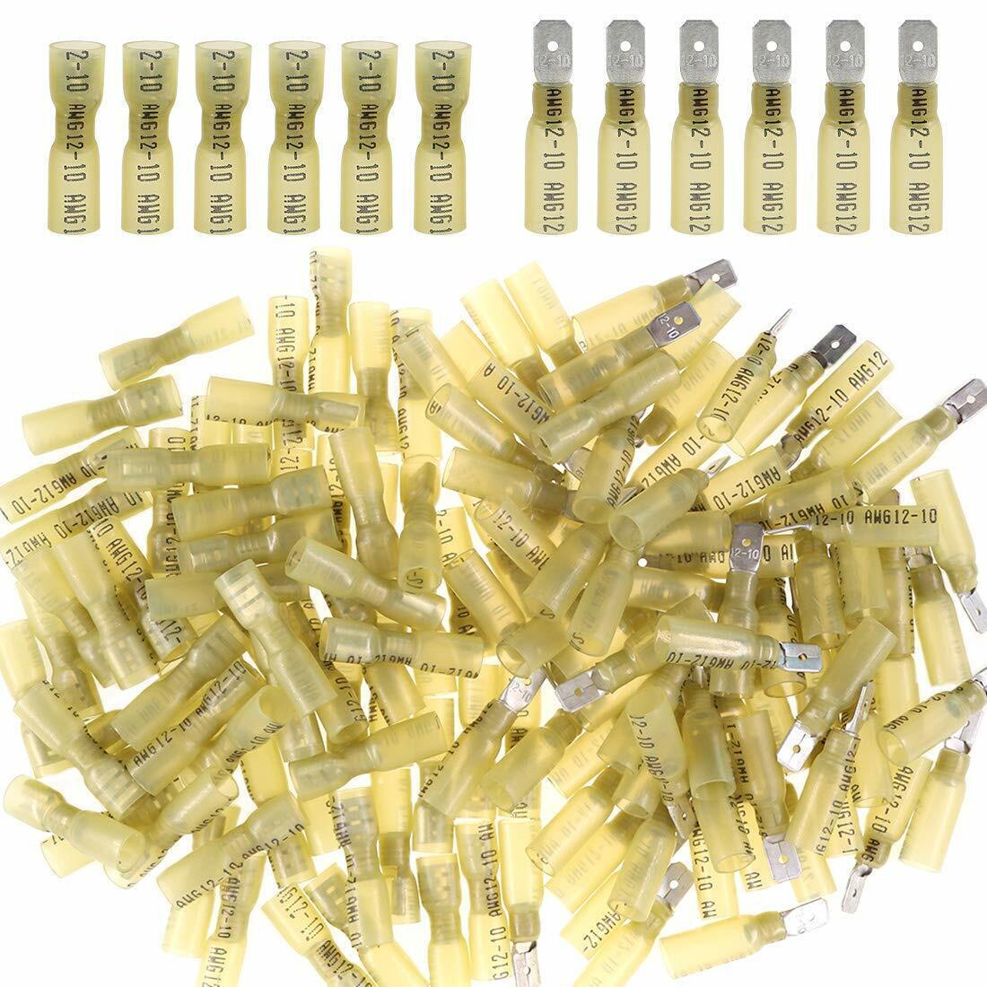 50/100PCS Heat Shrink Spade Wire Connectors Assortment Crimp Terminals 22-10AWG